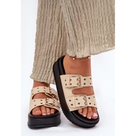 Inna Flip Flip Flip con hebillas en la plataforma beige 3
