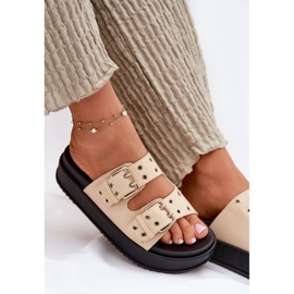 Inna Flip Flip Flip con hebillas en la plataforma beige 7