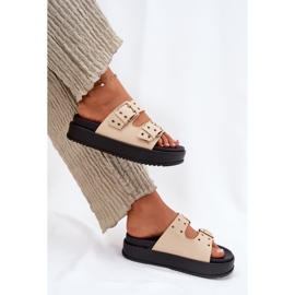 Inna Flip Flip Flip con hebillas en la plataforma beige 8
