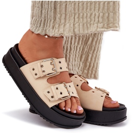 Inna Flip Flip Flip con hebillas en la plataforma beige 9