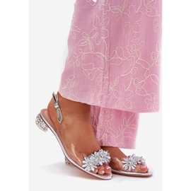 S.Barski Sandalias transparentes de tacón bajo con decoración de plata MR51-709 1 S.Barski Sandalias transparentes de tacón bajo con decoración de plata MR51-709 1