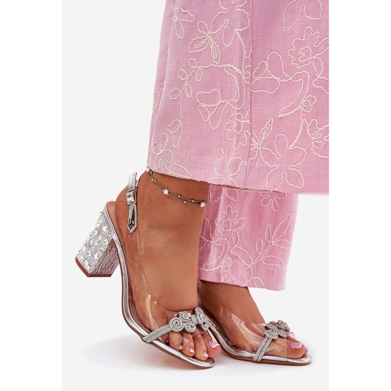 S.Barski Sandalias transparentes en el MR51-705 Silver Post plata 1