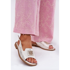 S.Barski Elegantes sandalias de mujeres de tacón plano con un adorno de S. Barski KV51-082 Plata 2