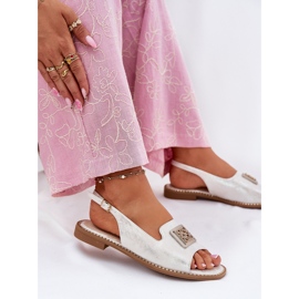 S.Barski Elegantes sandalias de mujeres de tacón plano con un adorno de S. Barski KV51-082 Plata 5