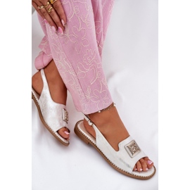 S.Barski Elegantes sandalias de mujeres de tacón plano con un adorno de S. Barski KV51-082 Plata 6