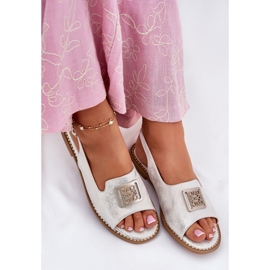 S.Barski Elegantes sandalias de mujeres de tacón plano con un adorno de S. Barski KV51-082 Plata 7