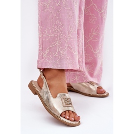 S.Barski Elegantes sandalias planas para mujeres con un adorno de S. Barski KV51-082 Oro dorado 2