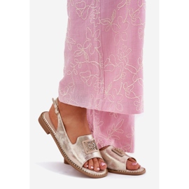 S.Barski Elegantes sandalias planas para mujeres con un adorno de S. Barski KV51-082 Oro dorado 1