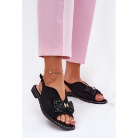 S.Barski Sandalias para mujeres con arco de tacón plano s. Barski KV51-014 Negro 2