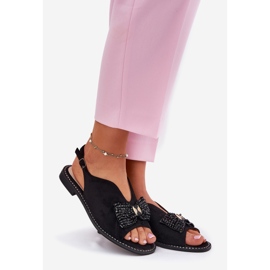 S.Barski Sandalias para mujeres con arco de tacón plano s. Barski KV51-014 Negro 1