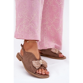 S.Barski Sandalias para mujeres con arco de tacón plano s. Barski KV51-014 Beige oscuro 2