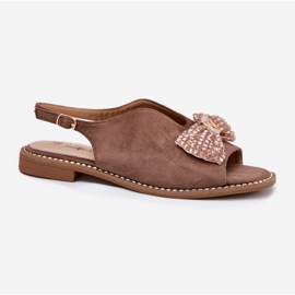 S.Barski Sandalias para mujeres con arco de tacón plano s. Barski KV51-014 Beige oscuro 4