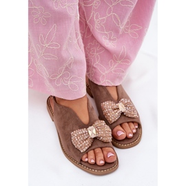 S.Barski Sandalias para mujeres con arco de tacón plano s. Barski KV51-014 Beige oscuro 5