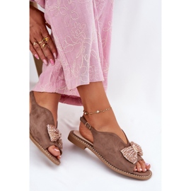 S.Barski Sandalias para mujeres con arco de tacón plano s. Barski KV51-014 Beige oscuro 7