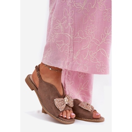 S.Barski Sandalias para mujeres con arco de tacón plano s. Barski KV51-014 Beige oscuro 1