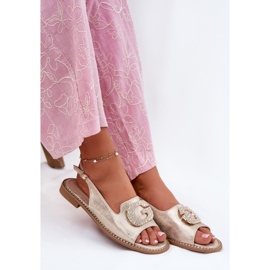 S.Barski Sandalias para mujeres con un detalle decorativo de S. Barski KV51-081 PLN dorado 8