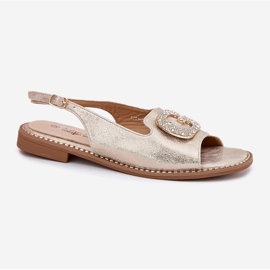 S.Barski Sandalias para mujeres con un detalle decorativo de S. Barski KV51-081 PLN dorado 4