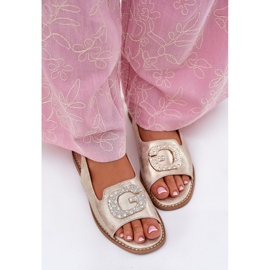 S.Barski Sandalias para mujeres con un detalle decorativo de S. Barski KV51-081 PLN dorado 5