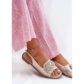 S.Barski Sandalias para mujeres con un detalle decorativo de S. Barski KV51-081 PLN dorado 6