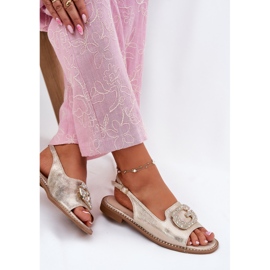 S.Barski Sandalias para mujeres con un detalle decorativo de S. Barski KV51-081 PLN dorado 7