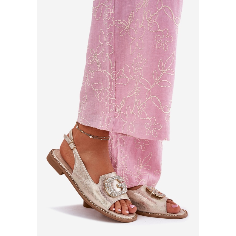 S.Barski Sandalias para mujeres con un detalle decorativo de S. Barski KV51-081 PLN dorado 1