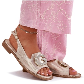 S.Barski Sandalias para mujeres con un detalle decorativo de S. Barski KV51-081 PLN dorado 9