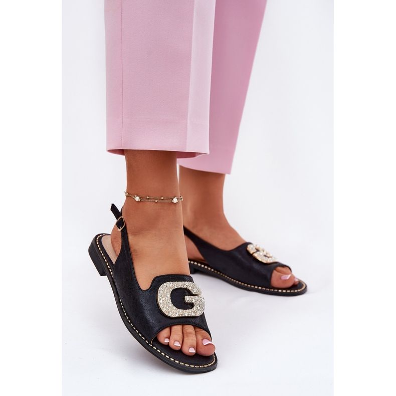 S.Barski Sandalias para mujeres con detalle decorativo S. Barski KV51-081 Negro 2