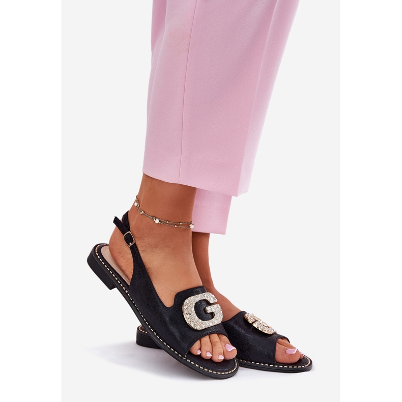 S.Barski Sandalias para mujeres con detalle decorativo S. Barski KV51-081 Negro 1