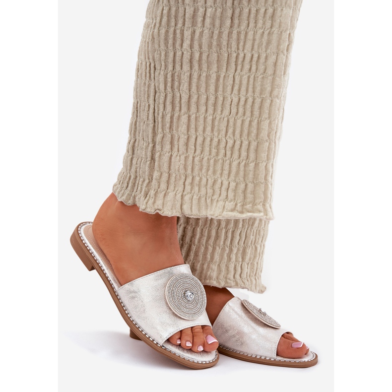 S.Barski Flip de mujer de tacón plano con un adorno S. Barski KV51-013 Plata 1