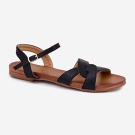 S.Barski Sandalias para mujeres planas y brillantes S. Barski KV51-022 Negro 4