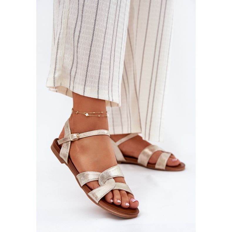 S.Barski Sandalias para mujeres brillantes S. Barski KV51-022 Oro dorado 2