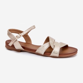 S.Barski Sandalias para mujeres brillantes S. Barski KV51-022 Oro dorado 4