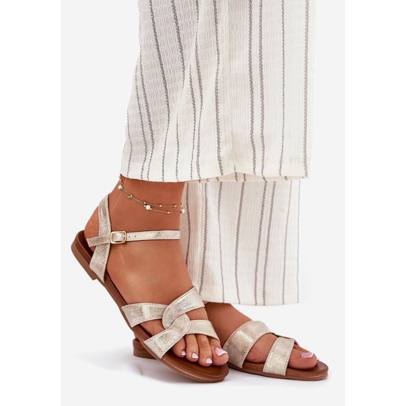 S.Barski Sandalias para mujeres brillantes S. Barski KV51-022 Oro dorado 1