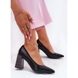 EVento Zapatos de tacón de piel con tacón alto Negro 5