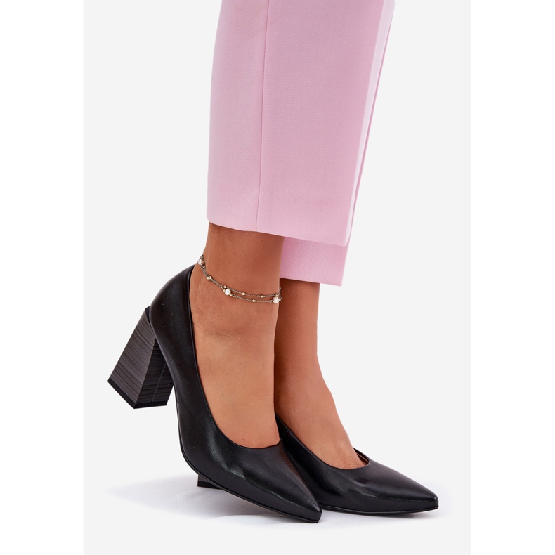 EVento Zapatos de tacón de piel con tacón alto Negro 1