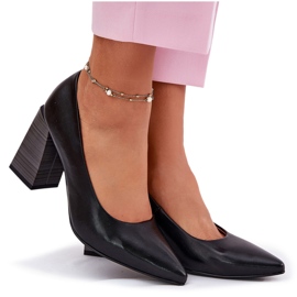 EVento Zapatos de tacón de piel con tacón alto Negro 7