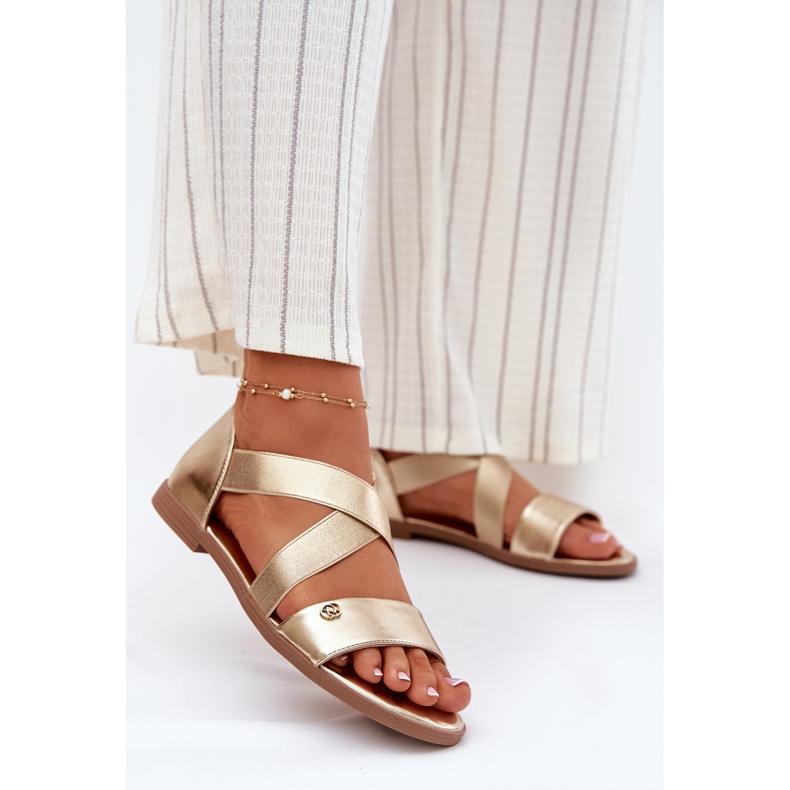 EVento Sandalias de mujeres planas con rayas doradas flexibles dorado 2