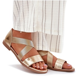 EVento Sandalias de mujeres planas con rayas doradas flexibles dorado 10