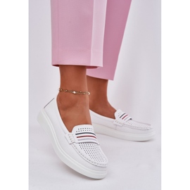 EVento Mocasines de cuero para mujeres blancos 2