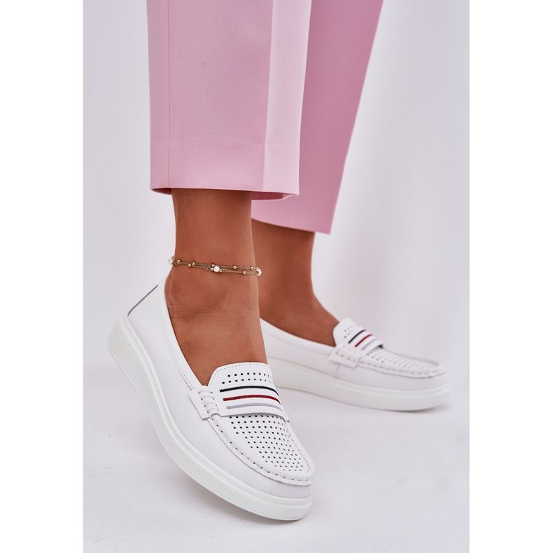 EVento Mocasines de cuero para mujeres blancos 2