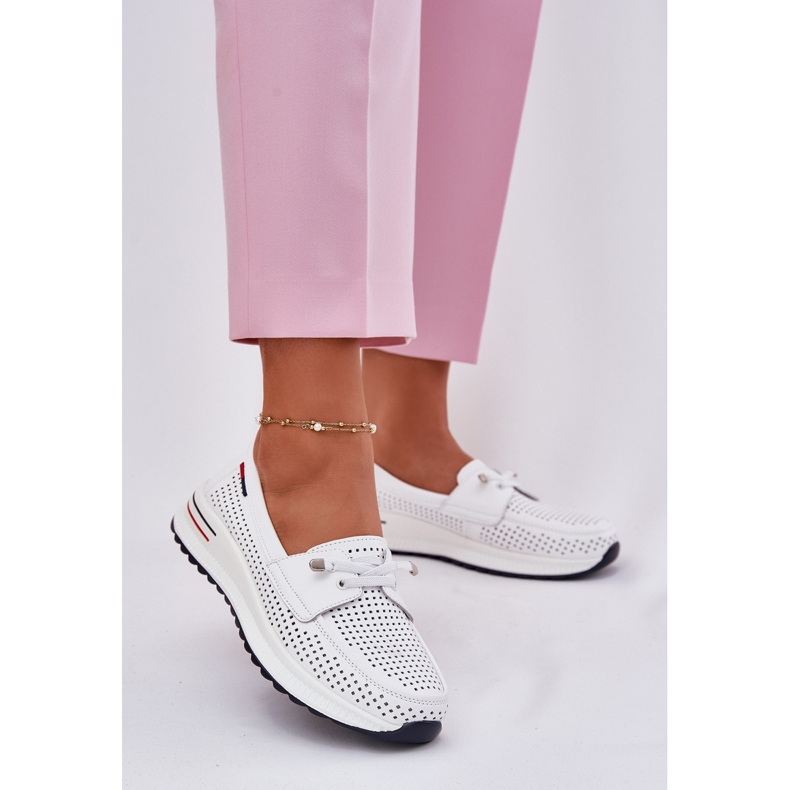 EVento Zapatos de cuero para mujeres en la plataforma Openwork White blanco 2 EVento Zapatos de cuero para mujeres en la plataforma Openwork White blanco 2