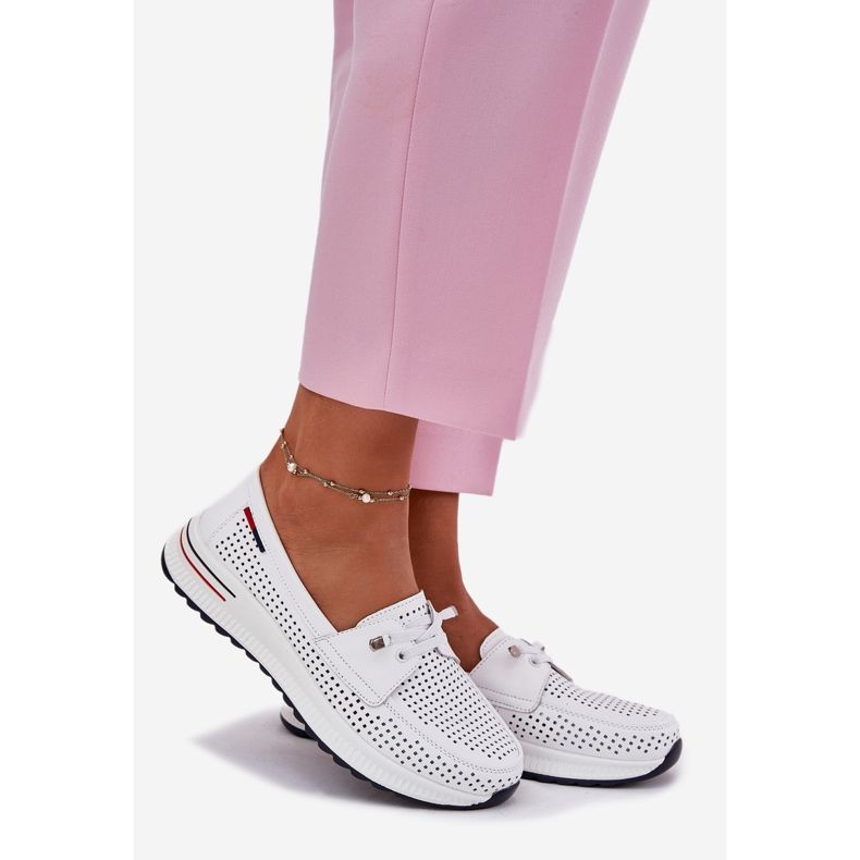 EVento Zapatos de cuero para mujeres en la plataforma Openwork White blanco 1 EVento Zapatos de cuero para mujeres en la plataforma Openwork White blanco 1