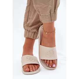 EVento Zapatillas para mujeres livianas con beige decorativo prensado 3