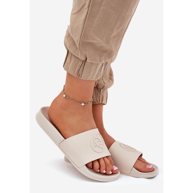 EVento Zapatillas para mujeres livianas con beige decorativo prensado 1