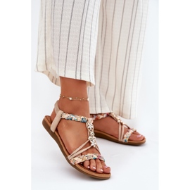 EVento Sandalias para mujeres con alfileres y rayas tejidas beige 2