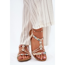 EVento Sandalias para mujeres con alfileres y rayas tejidas beige 3