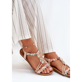 EVento Sandalias para mujeres con alfileres y rayas tejidas beige 6