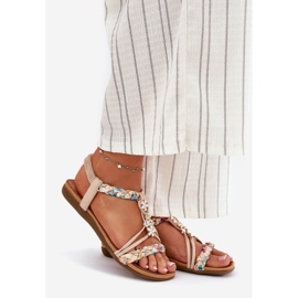 EVento Sandalias para mujeres con alfileres y rayas tejidas beige 1