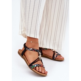 EVento Sandalias para mujeres con alfileres y rayas trenzadas negras negro 2