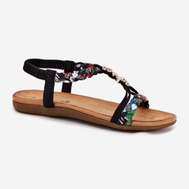 EVento Sandalias para mujeres con alfileres y rayas trenzadas negras negro 4